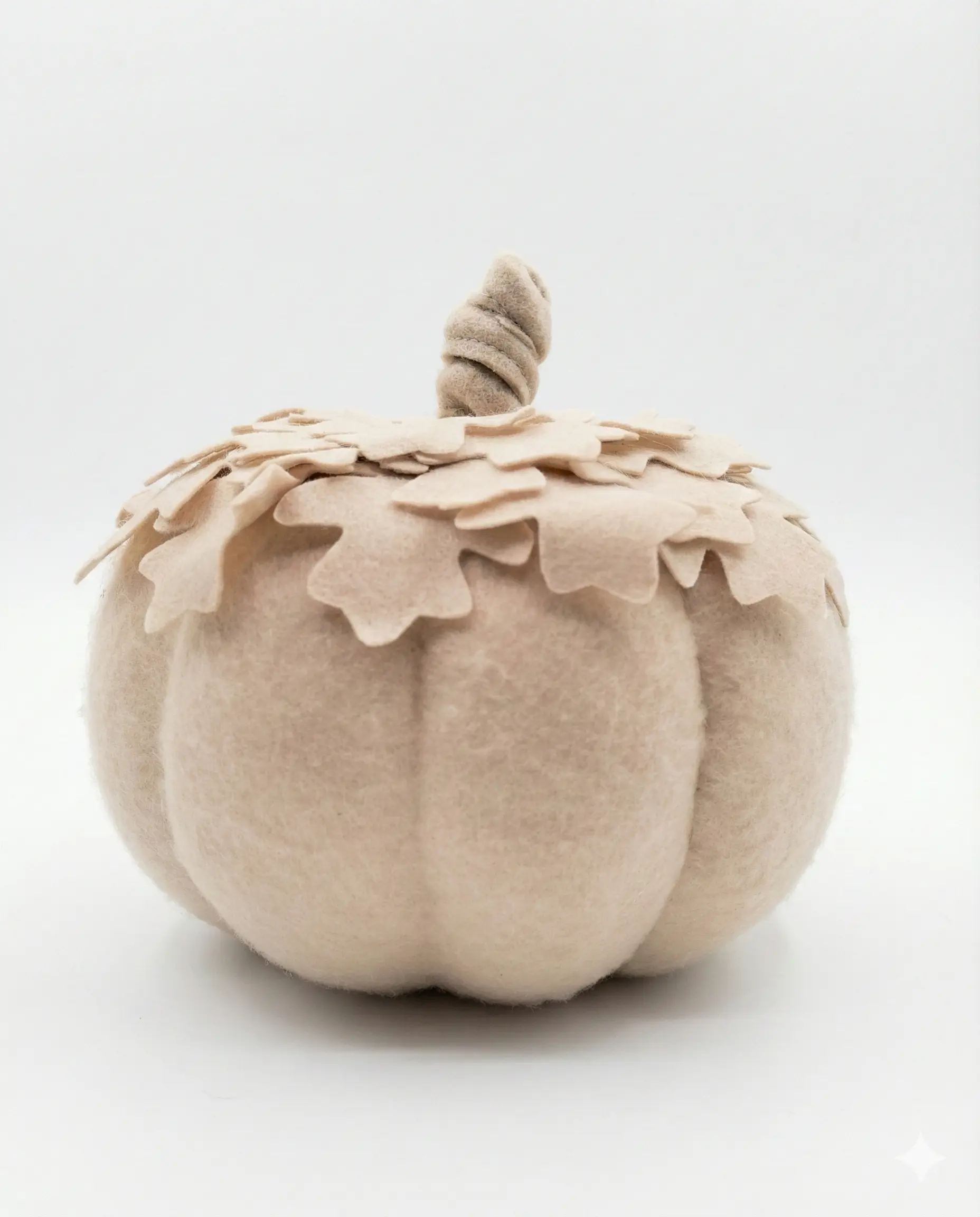 Beige Felt Pumpkin for Autumn Harvest Decor and Thanksgiving centerpiece