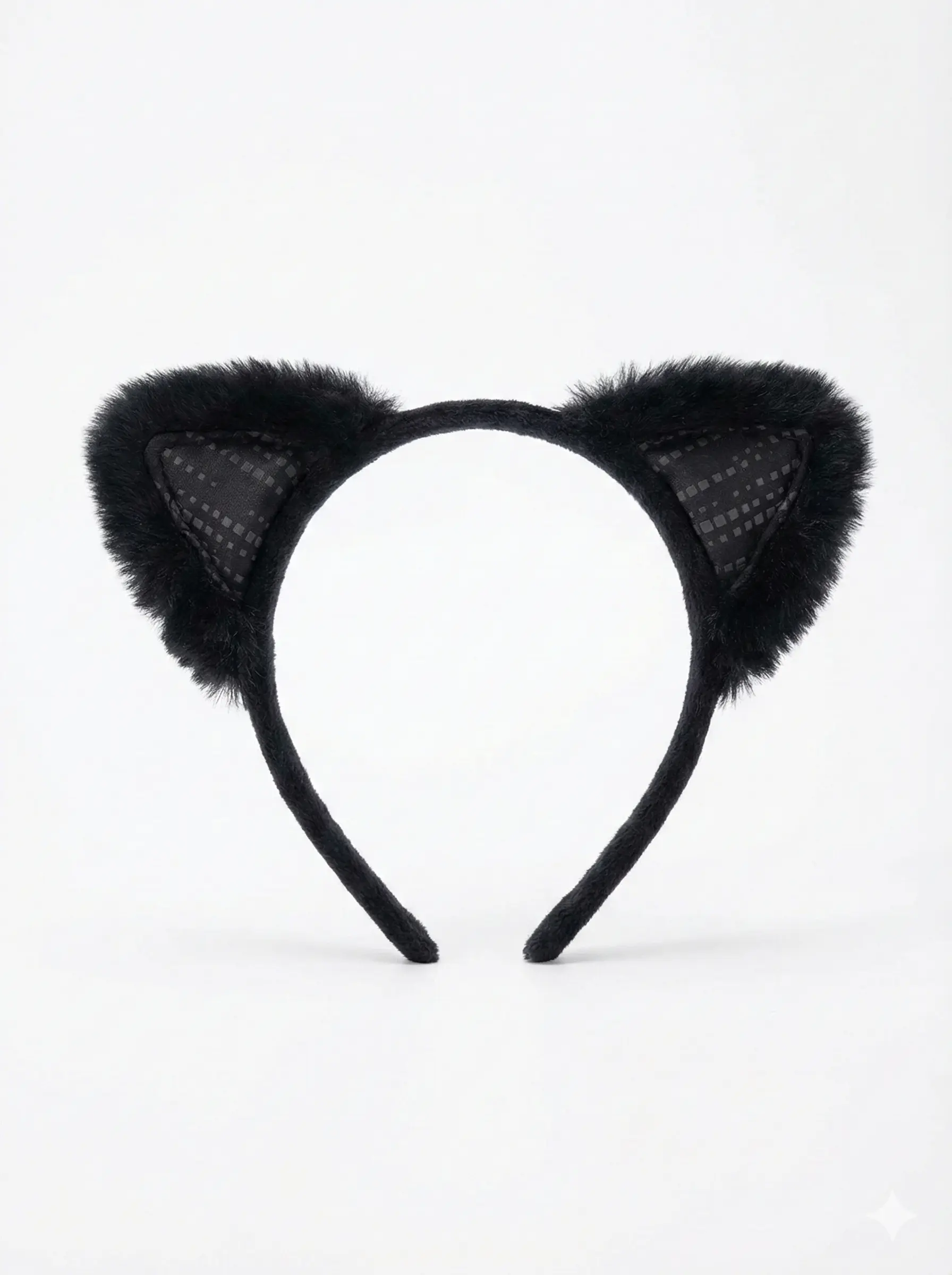 Black Furry Cat Ears Headband for Halloween or Anime Cosplay