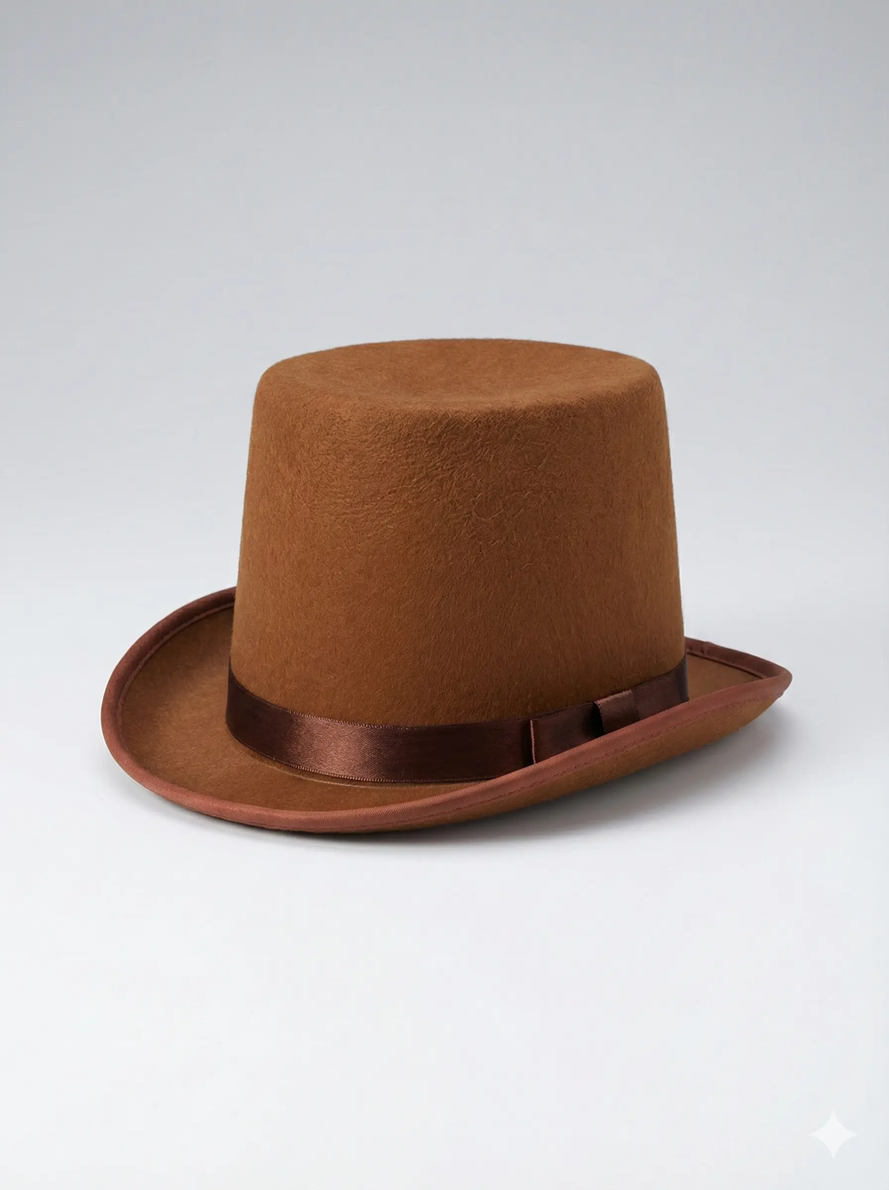 Classic Brown Felt Top Hat, high crown vintage magician style