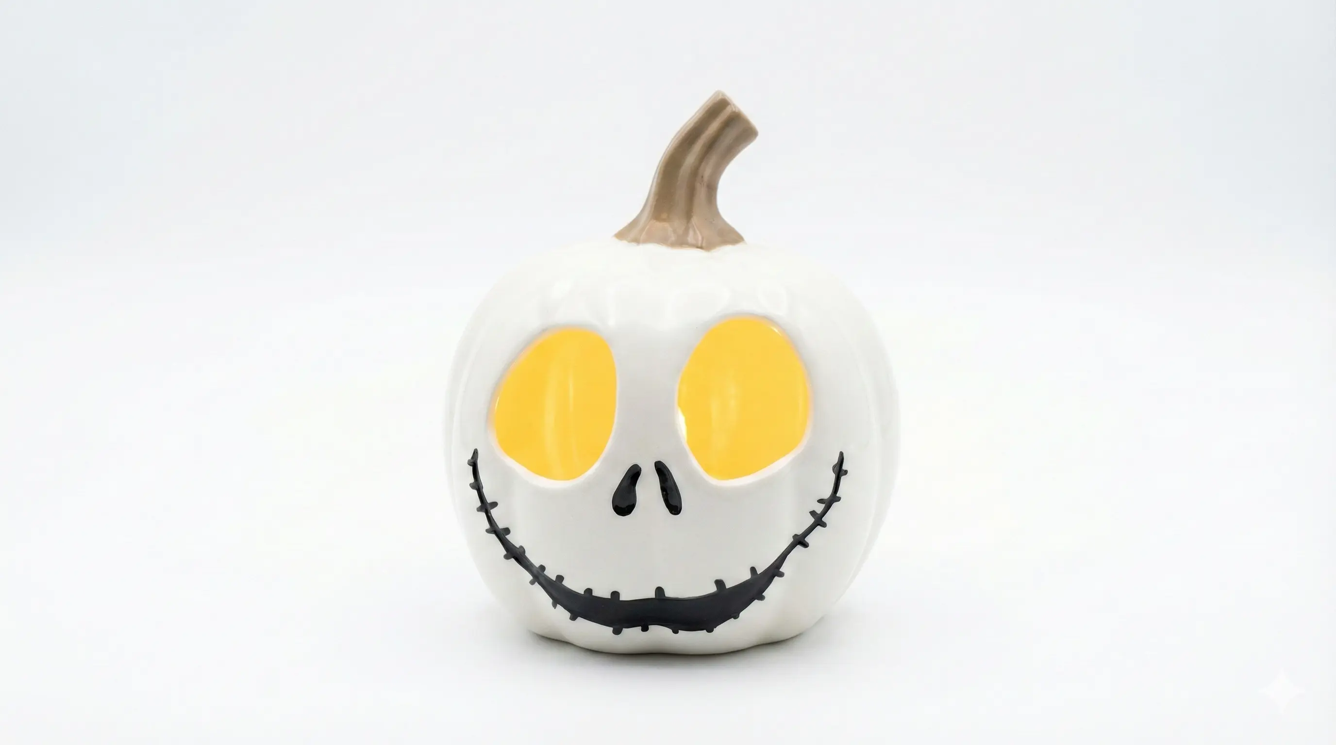 Classic yellow plastic light up Jack-O-Lantern with spooky face