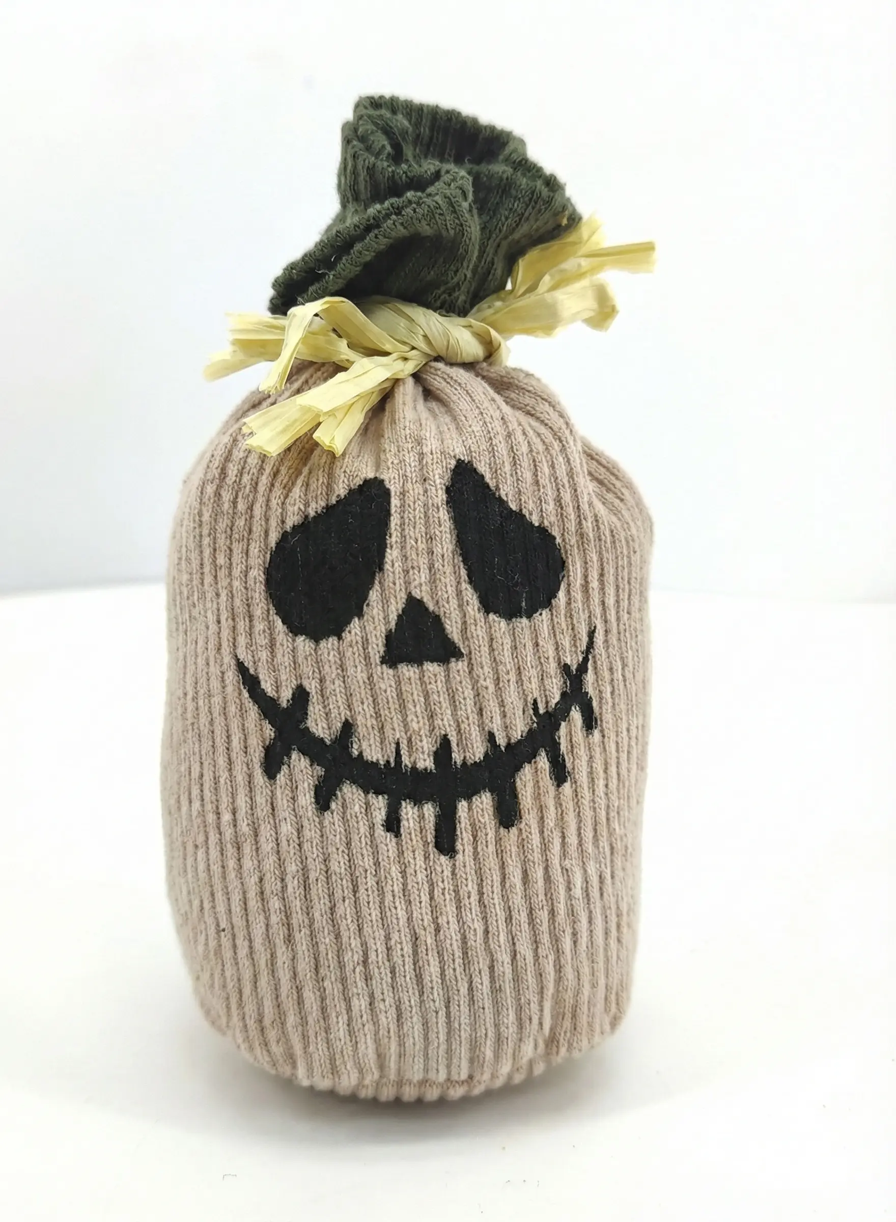 Soft Corduroy Fabric Halloween Pumpkin Prop with stitched face