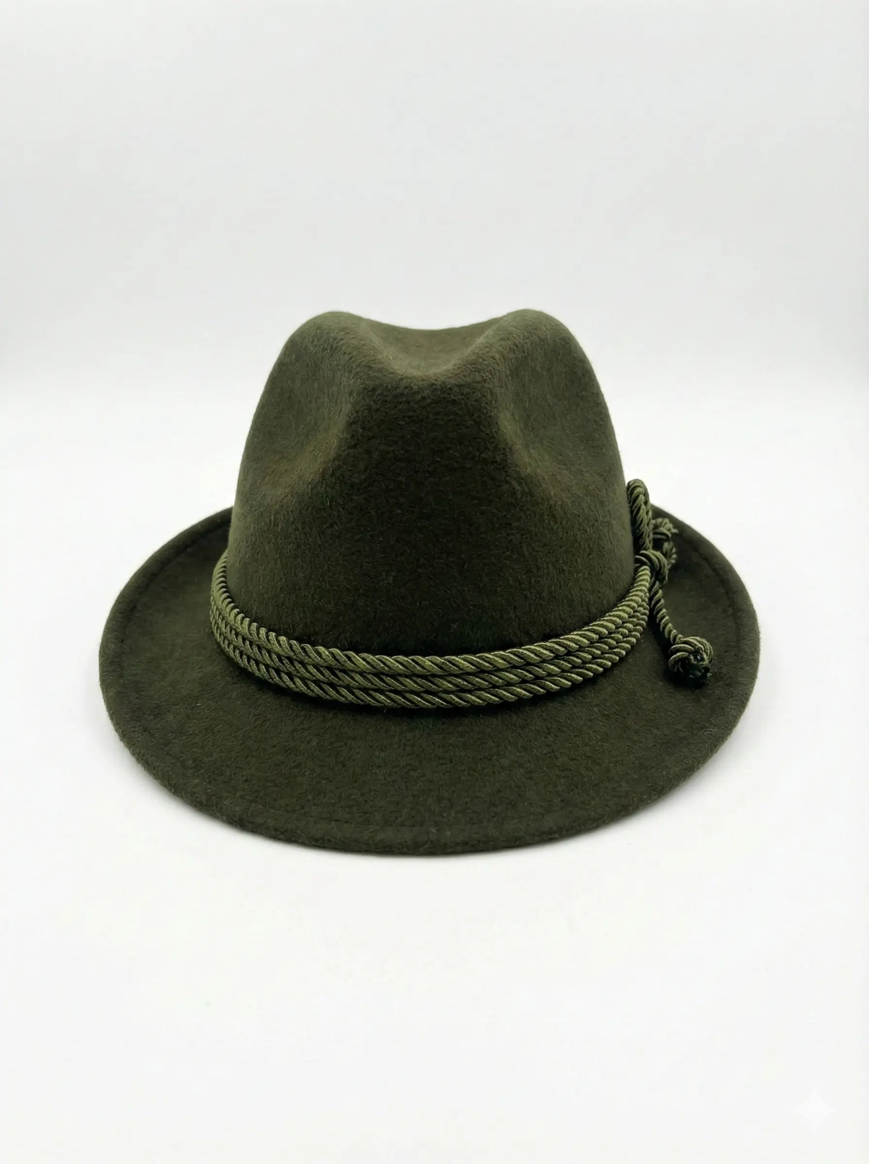 Traditional Dark Green Alpine Hat with Rope Trim