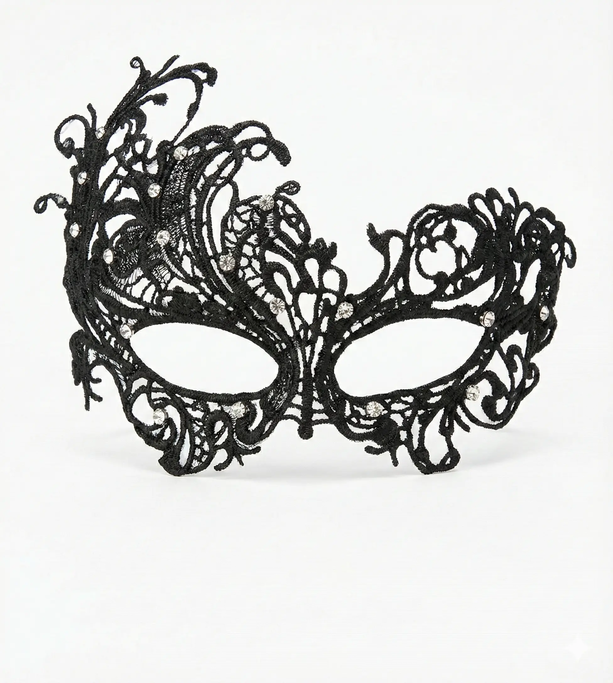 Black Lace Masquerade Mask with Rhinestones