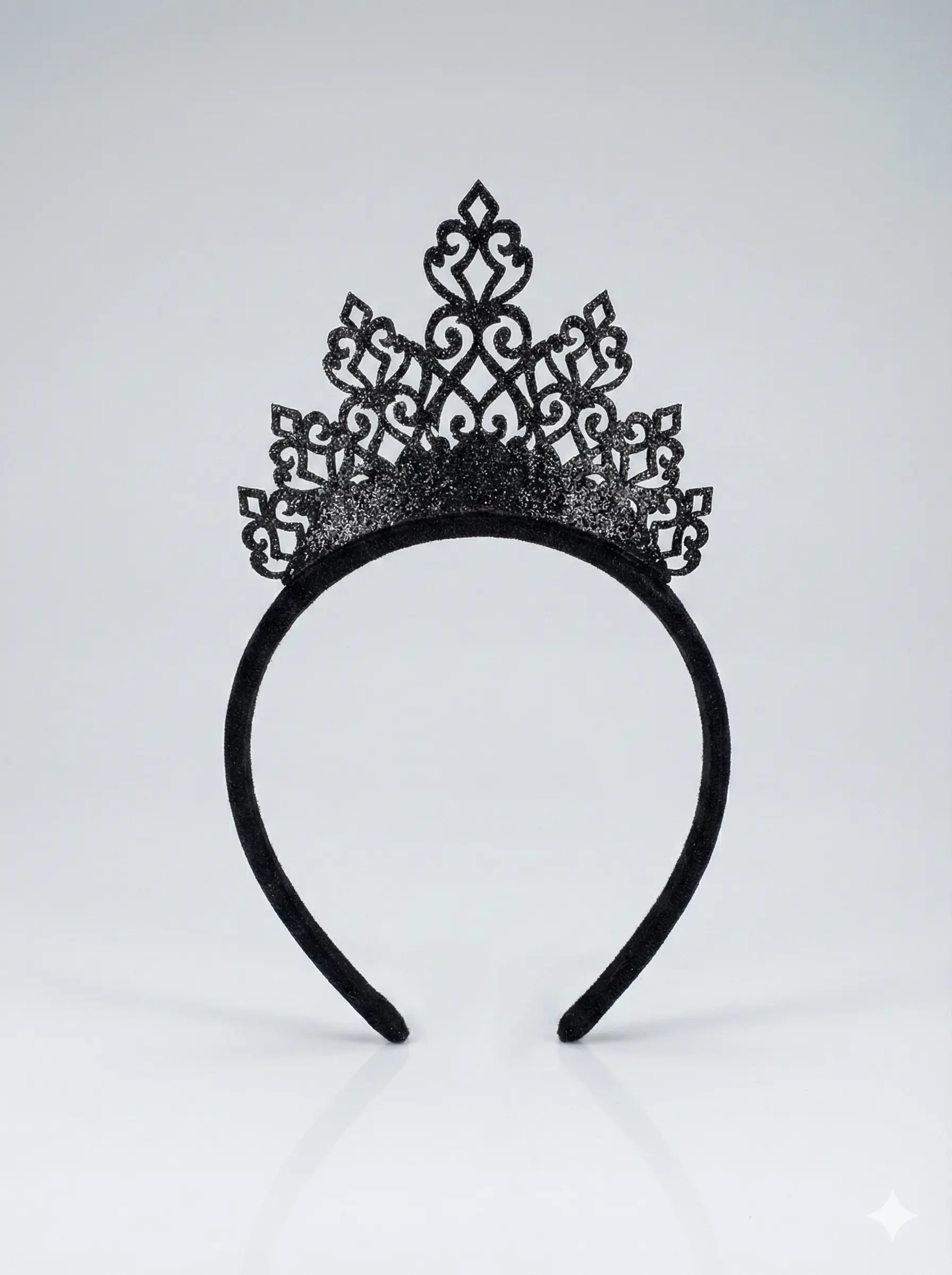 Black Glitter Gothic Crown Headband for Halloween costumes