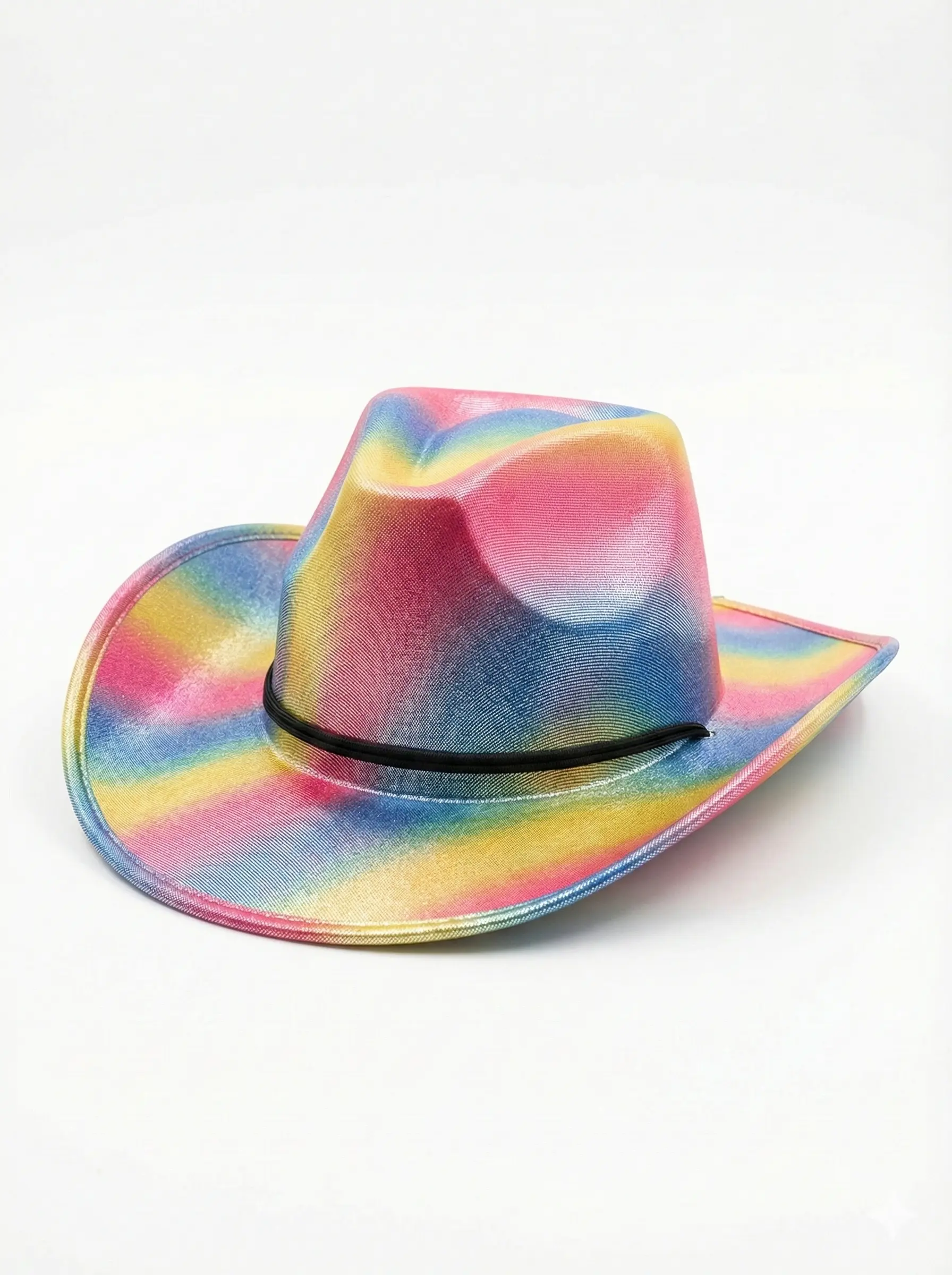 Holographic Rainbow Metallic Cowboy Hat for Disco Party