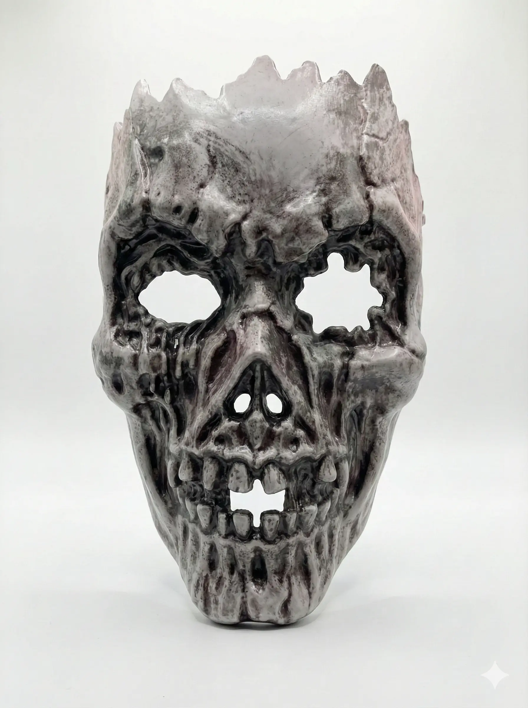 Realistic decaying skull mask with weathered bone texture and cracked details for horror Halloween costumes