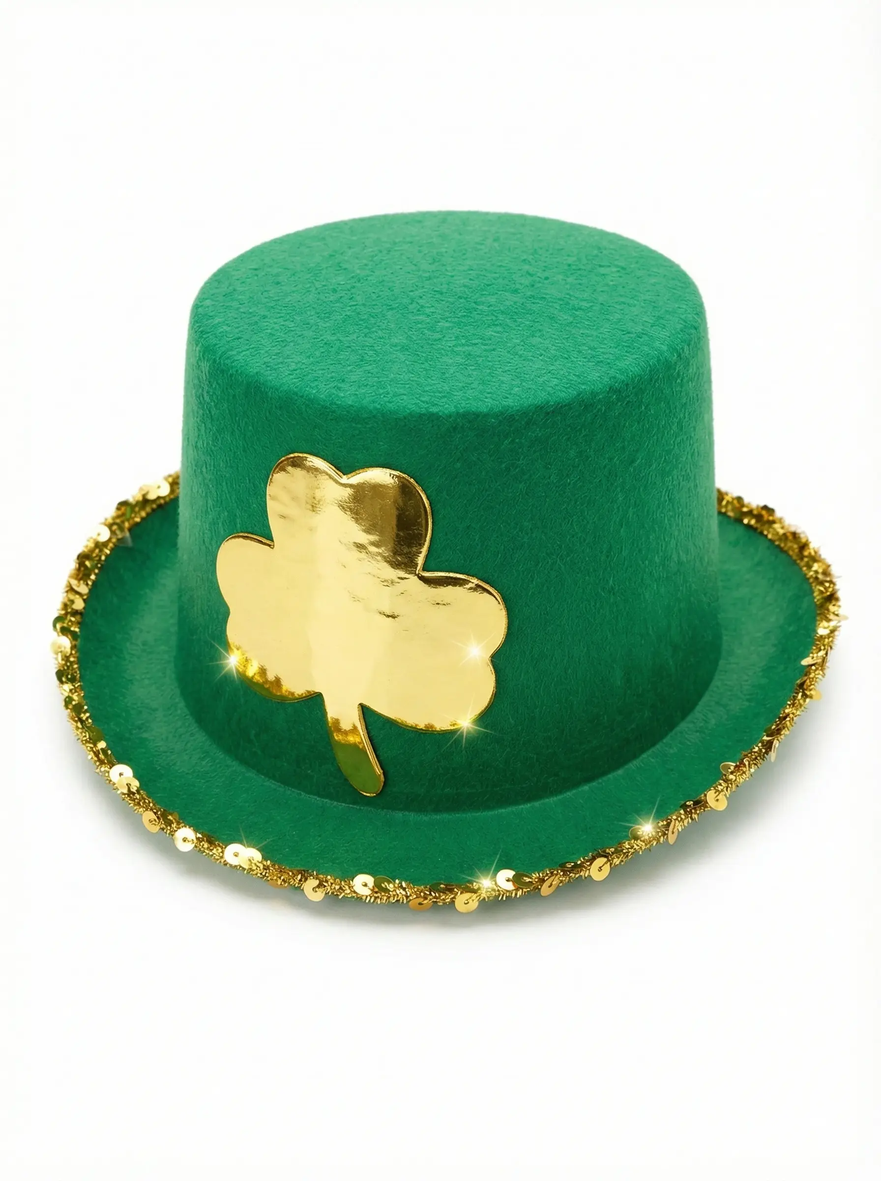 Leprechaun Green Felt Top Hat with black belt and gold buckle