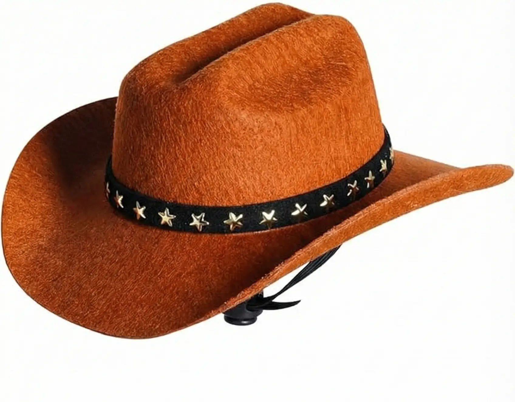 Mini Brown Felt Pet Cowboy Hat with Star Band and elastic chin strap