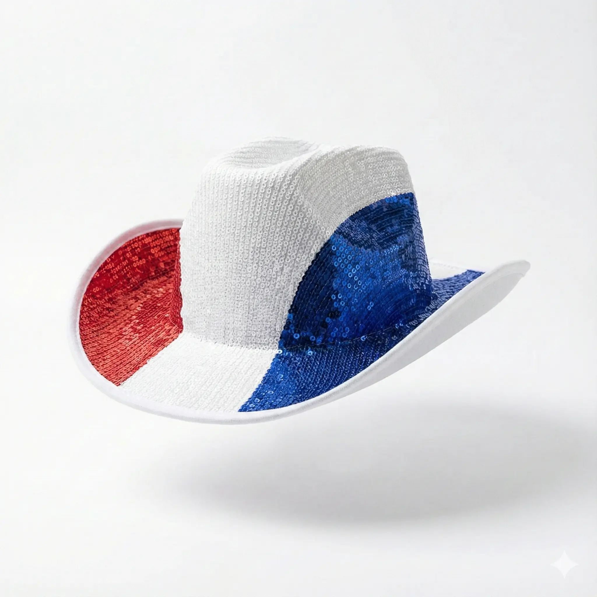 USA Flag Sequin Cowboy Hat Red White Blue for 4th July