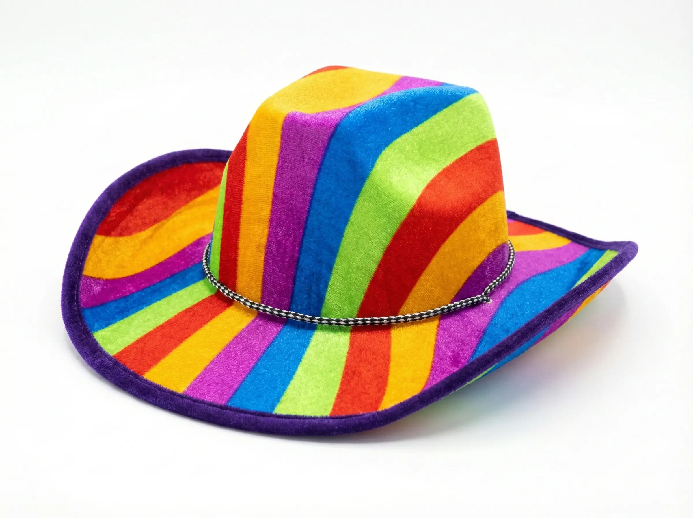 Colorful Rainbow Striped Velvet Cowboy Hat