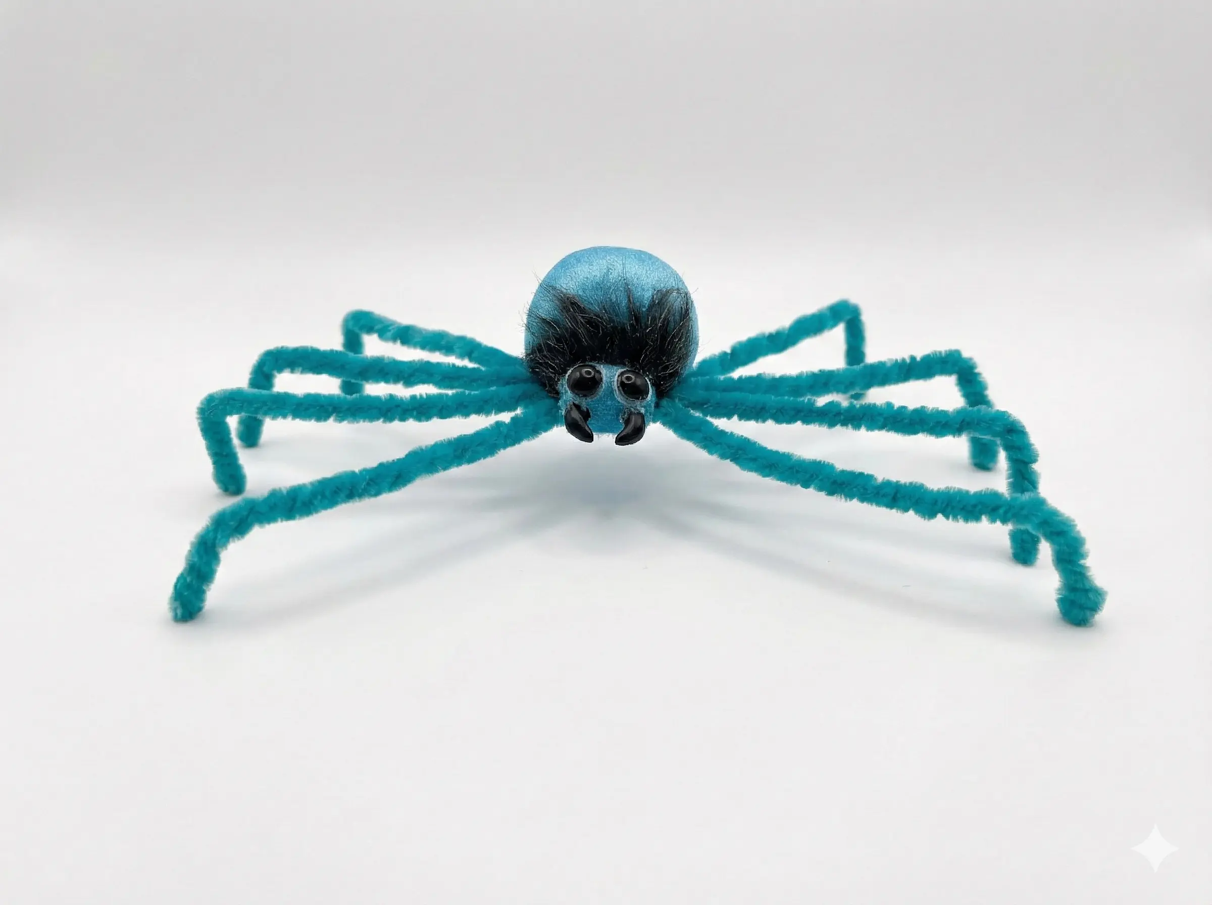 Spooky Blue Furry Spider Prop for Halloween decoration