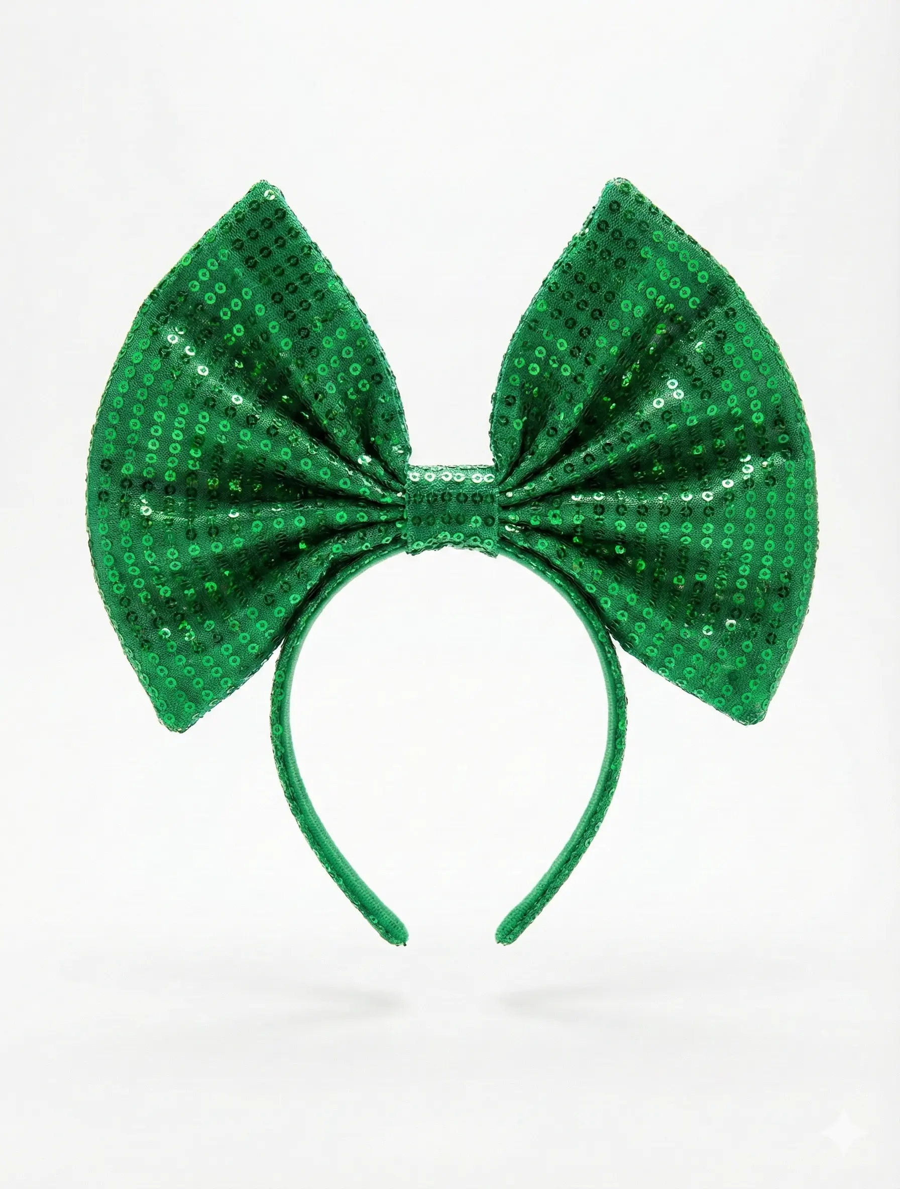 Green Sequin Bow Headband with LED lights for St. Patrick's Day