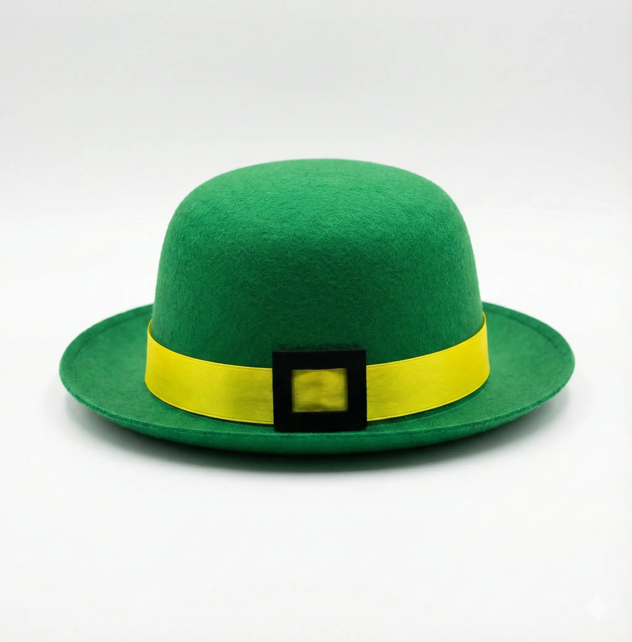 Green Felt Bowler Hat with black belt and buckle for St. Patrick's Day