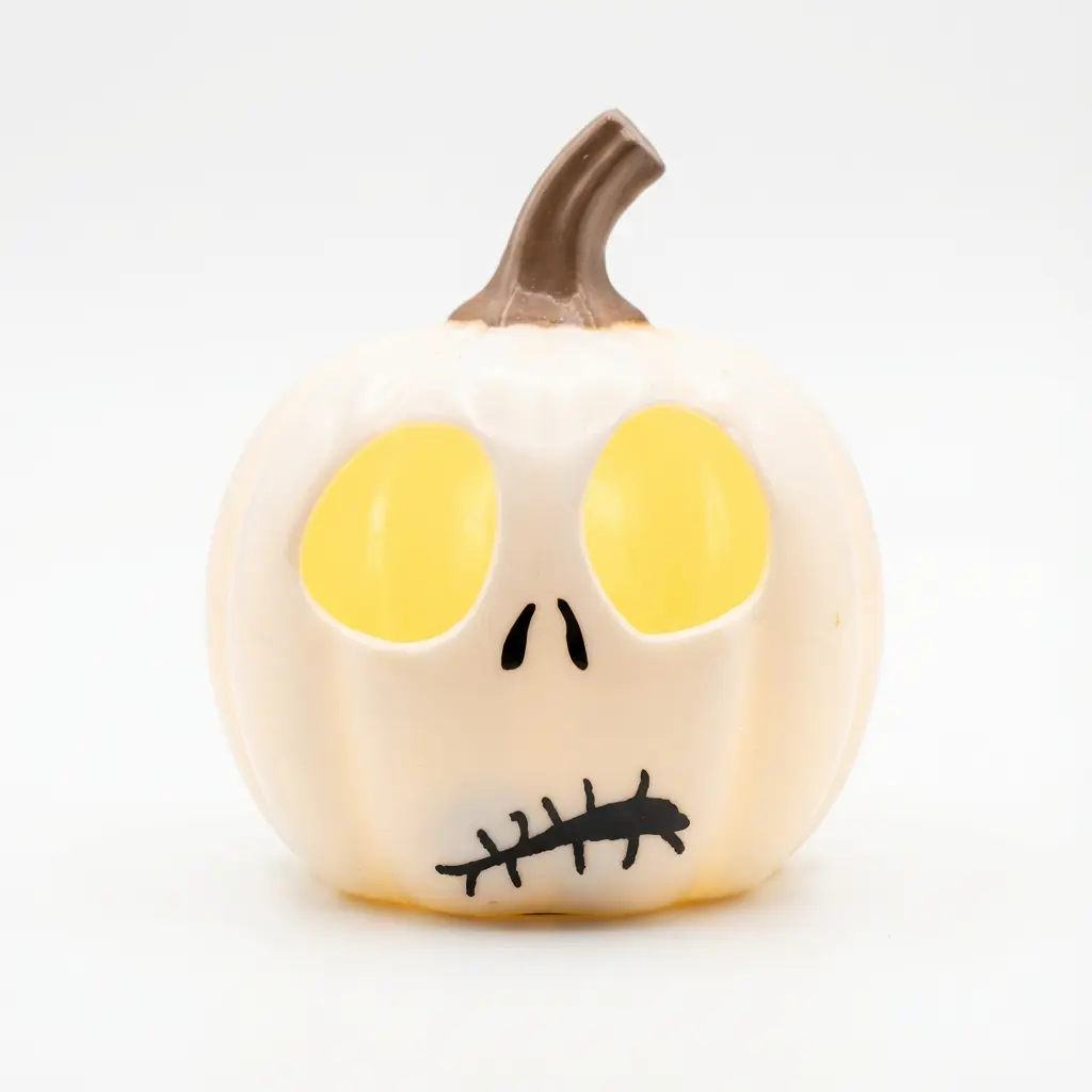 White light-up jack-o-lantern pumpkin decoration for Halloween wholesale