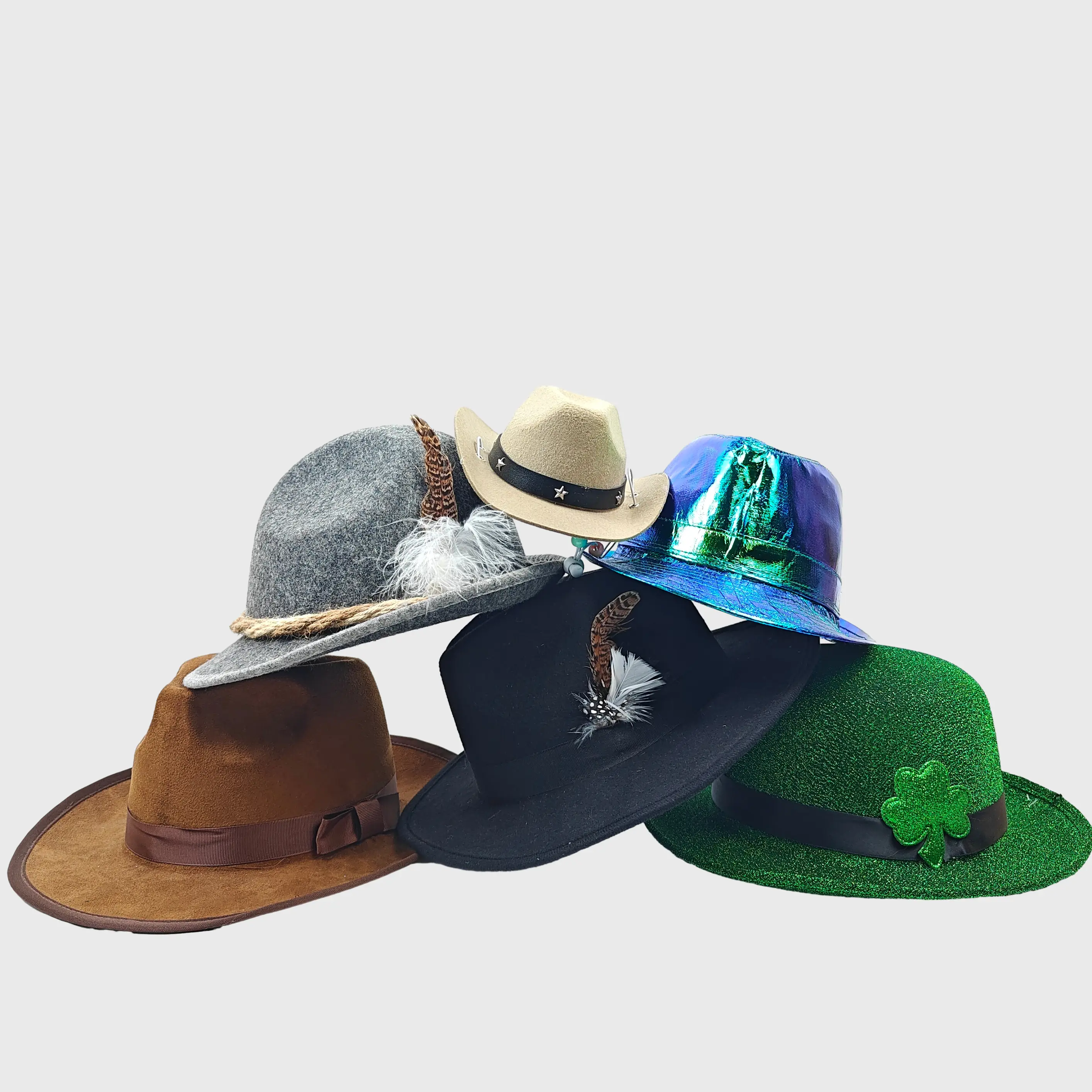 Wholesale collection of party hats including felt, EVA foam, and witch hats